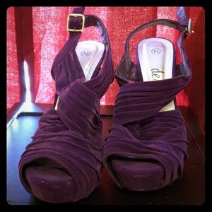 Purple suede high heels